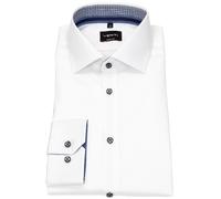 Hemd - Body Fit - Kentkragen - Twill - Kontrastknöpfe - weiß Venti