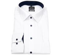 Hemd - Comfort Fit BIG - Struktur - Kontrastknöpfe - weiß OLYMP