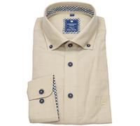 Hemd - Comfort Fit - Button Down Kragen - Casual - Kontrastknöpfe - beige Redmond