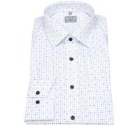 Hemd - Comfort Fit - Print - Kontrastknöpfe - weiß / blau Marvelis