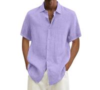 Hemd Herren Baumwolle Leinenhemden Langarm Herren Hemd Langarm Herren Freizeithemden Einfarbige Baumwolle Leichte Hemden Regular Fit Shirt