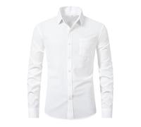 Hemd Herren Business Shirt Langarm Freizeit Regular Fit Bügelfrei Business Hemden Faltenfrei Formales Anzug Hemd mit Tasche Einfarbig Einfach Herrenhemd Schmale Passform Bequemer Soft Baumwolle