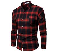 Hemd Herren Freizeithemd Casual Karohemden Leinenhemd/Baumwolle Hemden Männer Sommerhemd Langarm Businesshemd Regular Arbeitshemd Fit Strandhemd Umlegekragen Hemdjacke Formelles Karohemd Slim