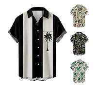 Hemd Herren Kurzarm Bedruckte Hawaii Shirts, Strand Funky Hemd Männer Sommer Freizeithemd Mode Button Down Hemden Casual Beach Tshirt Sommershirts