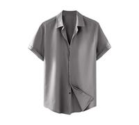 Hemd Herren Kurzarm Einfarbig Button Down Businesshemd Mit Taschen Loose Fit Herrenhemden Klassisches Basic Hemden Mode Kurzarmhemd Leicht Luftig Sommerhemd Casual Bügelfreie Oberhemd Sommerhemd