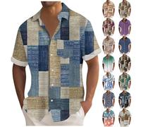 Hemd Herren Kurzarm Hawaii Hemd Männer Button Sommerhemd Blumen Strandshirt Urlaub Hawaiishirts Atmungsaktiv Freizeithemd Faltenfrei Herrenhemden Regular Fit T-Shirt Sommer Outfit(#D Blue,4XL)