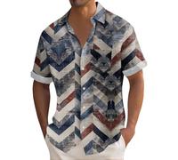 Hemd Herren Kurzarm Hawaii Hemd Männer Button Sommerhemd Blumen Strandshirt Urlaub Hawaiishirts Atmungsaktiv Freizeithemd Faltenfrei Herrenhemden Regular Fit T-Shirt Sommer Outfit(#B Navy,3XL)