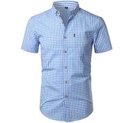 Hemd Herren Kurzarm - Hemd Herren Kurzarm - Männer Karo Baumwolle Hemd Casual Slim Fit Herren Hemden Button Up Männer Kleid Hemden Business Männer Weich Bequem Hemd Chemise, Stil C, M