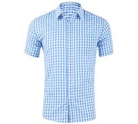 Hemd Herren Kurzarm Kariert Trachtenhemd Slim Fit Revers Hemden MäNner Oktoberfest Outfit Kurzarmhemden Sommer Baumwolle Shirts Kariertes Freizeithemd Trachten Karohemd Rot Blau GrüN Rosa Schwarz