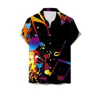 Hemd Herren Kurzarm ,Karneval Kostüm Herren Hemden,Freizeithemd Herren Regular Fit Freizeithemden für Männer Fasching Retro Sommerhemd Button Down Shirt Erwachsene Party 70er 80er Jahre Hippie Hemd