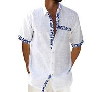 Hemd Herren Kurzarm Leinenhemd Herren Kurzarm Freizeithemd Businesshemd Sommer Kurzarmhemd Herren Einfarbig Basic Shirt for Männer