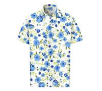 Hemd Herren Kurzarm Sommerhemd Hawaii Hemd Männer Print Shirt reizeithemd Kurzarmhemd Revers Button Strandhemd Atmungsaktiv Oberteile Urlaub Hawaiishirt T-Shirt Sommer Outfit(#B Green,8XL)