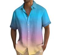 Hemd Herren Kurzarm Tshirt Sommer Hippie Button Down Hemden Freizeithemd Lässige Lose Fit Beach Shirts Anzug Weiß