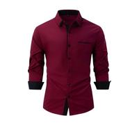 Hemd Herren Langarm Bügelfrei Button Down Businesshemd Faltenfrei Freizeithemd Reverskragen Anzug Hemden Regular Fit Arbeitshemd Bequeme Oberteile Einfarbig Langarmshirt Lockere Sommerhemd