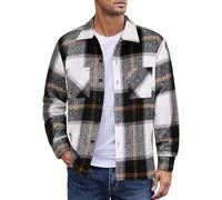 Hemd Herren Langarm Flanellhemd Leichte Hemdjacke Zwei Brusttasche Baumwoll | Kariertes Langarmhemd Holzfällerhemd Freizeithemd Flannel Shirt Overshirt Herbst Winter Männer Hemden,Regular Fit,M-4XL