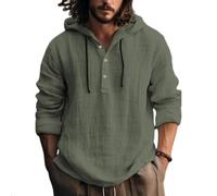 Hemd Herren Langarm Hemden Button Down Shirts Kapuzenpullover Pullover Dünner Baseball-Sweatshirt Leinenhemd Herren mit Kapuze Vintage Hoodie Dünn Hawaii Hemd Männer Einfarbig Lässig Sommerhemd