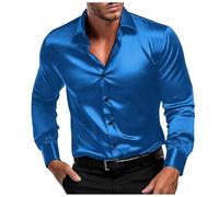 Hemd Herren Langarm, Hemden für Herren Revers Knopfleiste Einfarbig Hemdjacke, Bügelfrei Herrenhemd Einfaches Bequem Trachtenhemd Langarm, Polohemd Business Freizeithemden für Wochenend-Looks