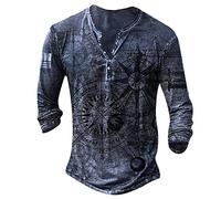 Hemd Herren Langarm Henley Shirt Männer Freizeithemd Vintage Casual Leicht Baumwolle Slim Fit T-Shirt Langarmshirts Henley-Shirt