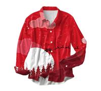 Hemd Herren Langarm Herbst Winter Weihnachten Thema Allover Print Kragen Festliches Freizeithemd Herren Langarm