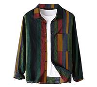 Hemd Herren Langarm, Langarmshirt Herren Reverskragen, Shirt Herren Gestreiftes mit Brusttasche Knopfleiste Leicht Lässig Mode Regular Fit Freizeithemden Top Hemden Oberteile Langarmhemd