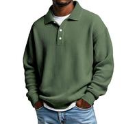 Hemd Herren Langarm Leinen Sommerhemd Waffelstruktur Freizeithemd Long Sleeve Poloshirt Reverskragen Polohemd Lockere Langarmshirt Casual Urlaubshemd Comfort Fit Strandhemd Oberteile