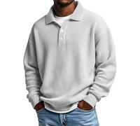 Hemd Herren Langarm Leinen Sommerhemd Waffelstruktur Freizeithemd Long Sleeve Poloshirt Reverskragen Polohemd Lockere Langarmshirt Casual Urlaubshemd Comfort Fit Strandhemd Oberteile