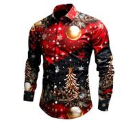 Hemd Herren Langarm Mit 3D Digitaldruck Weihnachtsmann Motiv Festliches Oberteil Perfekt Für Die Weihnachtszeit Herren Langarmshirt