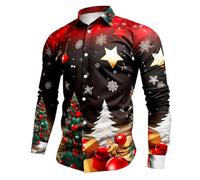 Hemd Herren Langarm Mit 3D Digitaldruck Weihnachtsmann Motiv Festliches Oberteil Perfekt Für Die Weihnachtszeit Herren Langarmshirt