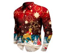 Hemd Herren Langarm Mit 3D Digitaldruck Weihnachtsmann Motiv Festliches Oberteil Perfekt Für Die Weihnachtszeit Herren Langarmshirt