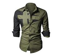 Hemd Herren Langarm Schwarz Weiß - Hemden Slim Fit Herren Langarm Stretch Patchwork Freizeithemd Modern Mode Freizeithemden Leicht Casual Herrenhemden Bequem Outdoor Hemd Alltag Oberteil Langarm Shirt