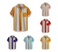 Hemd Herren Sommer Druck Funky Hawaiihemd Männer Kurzarm Hemden Freizeithemden Businesshemd mit Taschen Strand Beilaufig Hawaii Hemd für Strandurlaub