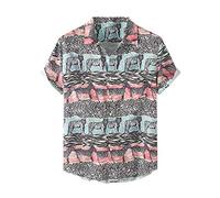 Hemd Herren Sommer Hawaii Elegante Kurzärmel Strandurlaubshemd Button Down Bügelmaschine Hemden Hawaii-Print Tropical Unterhemden V-Ausschnitt Herren Hemd Kurzarm Shirts Overshirt