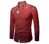 Hemd Herren Weihnachten Langarm, Hemd Weihnachten Herren Lustig Langarmhemd Button Down Weihnachtsshirt Slim Fit Weihnachtshemd Langarm Freizeithemd Weihnachtsmotiv Weihnachtsoutfit