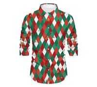 Hemd Herren Weihnachten Langarm, Weihnachtshemd Lustig Herren Hemden Christmas Hemdjacke Bügelfrei Weihnachtshemden mit Rentier Muster Herrenhemden, Weihnachts Arbeitshemd Winter für Familienfeier