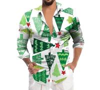 Hemd Herren Weihnachten Langarm, Weihnachtshemd Lustig Weihnachtshemden Herren Ugly Hemdjacke Bunte Hemden mit Weihnachtsmotive Herrenhemden, Weihnachts Hemd Slim Fit für Weihnachtsfeiertage