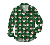 Hemd Herren Weihnachten Langarm, Weihnachtshemd Lustig Weihnachtshemden Herren Ugly Hemdjacke Bunte Hemden Weihnachts Party Hemd mit Weihnachtsmotive Umlegekragen Herrenhemden für Silvester