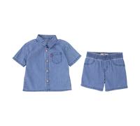 Hemd & Hose LEVI'S KIDS "LVB WESTERN LT WT DENIM SHORT", Jungen, Gr. 24M (92), thrifted, Web, Obermaterial: 100% Baumwolle, KOB Set-Artikel, /Shorts im Denim-Look aus leichter Baumwolle (96159625-24M)