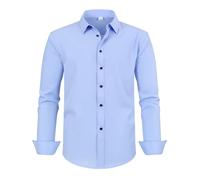 Hemd Langarm Herren-Stretchhemd mit bequemer Passform, entspannte Passform, knitterfrei, Freizeitkleidung, formelles Businesshemd, atmungsaktiver Stoff Schwarzes Kurzarm Hemd Herren (Sky Blue, 9XL)