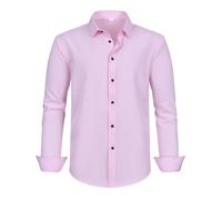 Hemd Langarm Herren-Stretchhemd mit bequemer Passform, entspannte Passform, knitterfrei, Freizeitkleidung, Übergröße, formelles Businesshemd, atmungsaktiver Stoff Schwarzes Kurzarm Hemd Herren (9XL)