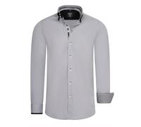 RUSTY NEAL Langarmhemd mit aufwendigen Knopf-Design, grau, 3XL Grau