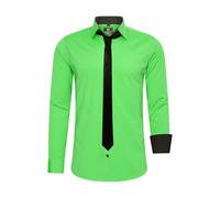 Langarmhemd RUSTY NEAL, Herren, Gr. S, EURO-Größen, grün, 60% Baumwolle, 37% Polyester, 3% Elasthan, unifarben, casual, Langarm, Hemden, mit Krawatte (69285040-S) grün