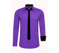 Langarmhemd RUSTY NEAL, Herren, Gr. XXL, EURO-Größen, lila, 60% Baumwolle, 37% Polyester, 3% Elasthan, unifarben, Hemden, mit Krawatte (38159929-XXL) lila