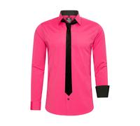 Langarmhemd RUSTY NEAL, Herren, Gr. 5XL, EURO-Größen, pink, 60% Baumwolle, 37% Polyester, 3% Elasthan, unifarben, casual, Langarm, Hemden, mit Krawatte (28061939-5XL) pink