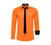 Langarmhemd RUSTY NEAL, Herren, Gr. S, EURO-Größen, orange, 60% Baumwolle, 37% Polyester, 3% Elasthan, unifarben, casual, Langarm, Hemden, mit Krawatte (18703519-S) orange