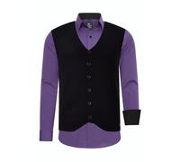 Langarmhemd RUSTY NEAL, Herren, Gr. XXL, EURO-Größen, lila (lila, schwarz), 60% Baumwolle, 37% Polyester, 3% Elasthan, unifarben, Hemden, mit Weste (76907636-XXL) lila, schwarz