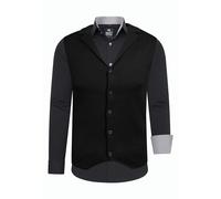 Langarmhemd RUSTY NEAL, Herren, Gr. XXL, EURO-Größen, schwarz (schwarz, grau), 60% Baumwolle, 37% Polyester, 3% Elasthan, mehrfarbig, Hemden, inklusive Langarmhemd und Weste (94759802-XXL) schwarz, gr