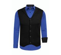 Langarmhemd RUSTY NEAL, Herren, Gr. XXL, EURO-Größen, schwarz (schwarz, blau), 60% Baumwolle, 37% Polyester, 3% Elasthan, mehrfarbig, casual, Langarm, Hemden, inklusive Langarmhemd und Weste (23016116