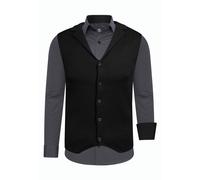 Rusty Neal Herren-Hemd Weste Premium Slim Fit Langarm Stretch Kontrast Hemd Business-Hemden Freizeithemd Set, Größe:2XL, Farbe:Anthrazit