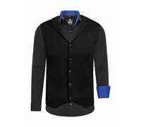 Langarmhemd RUSTY NEAL, Herren, Gr. XXL, EURO-Größen, blau (blau, schwarz), 60% Baumwolle, 37% Polyester, 3% Elasthan, mehrfarbig, casual, Langarm, Hemden, inklusive Langarmhemd und Weste (11469426-XX