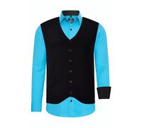 Langarmhemd RUSTY NEAL, Herren, Gr. 3XL, EURO-Größen, blau (türkis), 60% Baumwolle, 37% Polyester, 3% Elasthan, unifarben, Hemden, mit Weste (71061929-XXXL) türkis